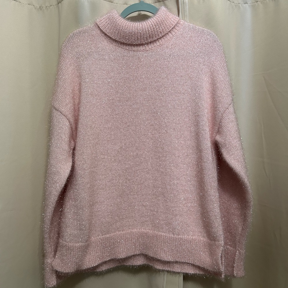 KATE SPADE New York Long Sleeve Turtleneck Sparkly Pink Sweater L